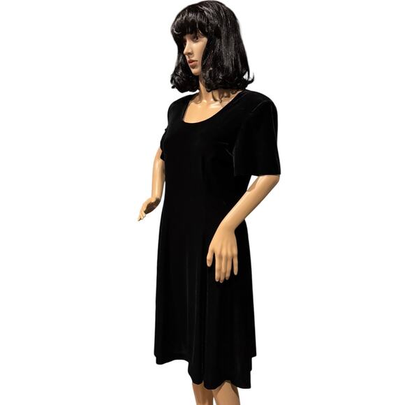 Vintage Another Thyme Black Velvet Jeweled Keyhole fit flare Dress size large - Picture 3 of 12